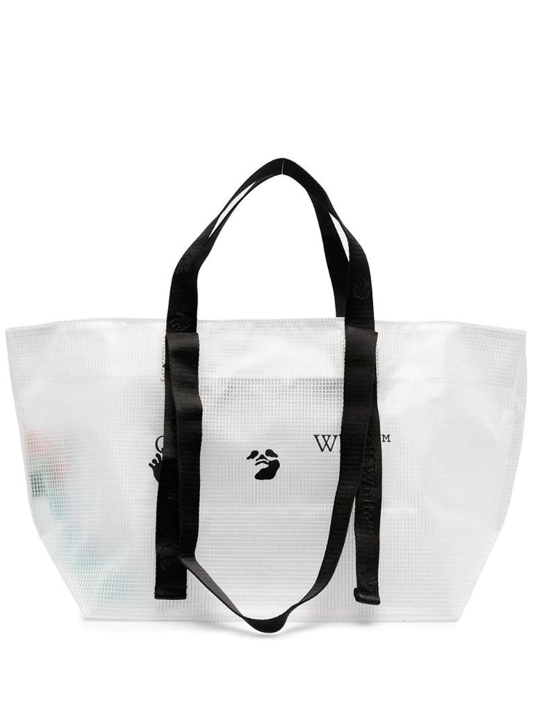 transparent logo-printed tote bag