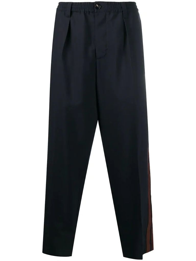 side stripe wool suit trousers