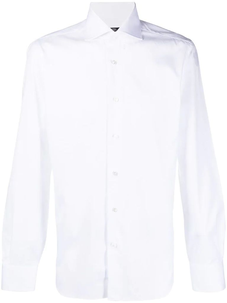 cutaway-collar cotton shirt