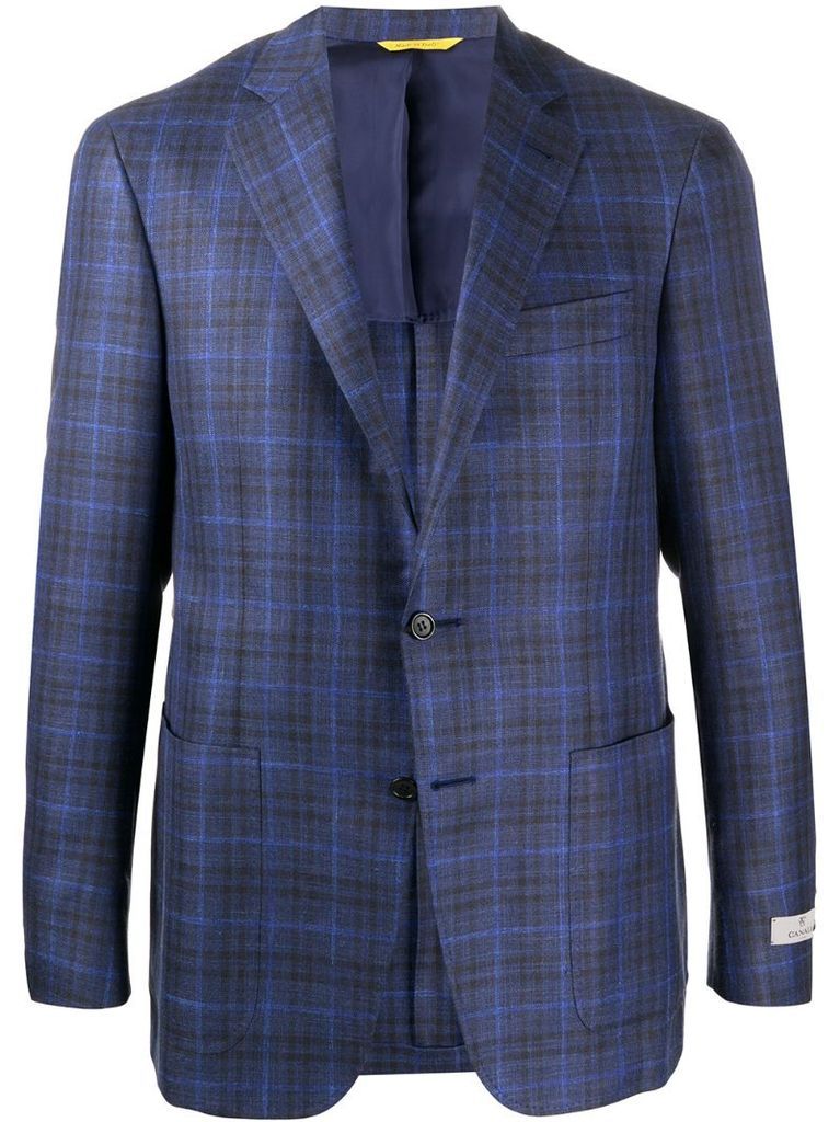 woven check-pattern blazer