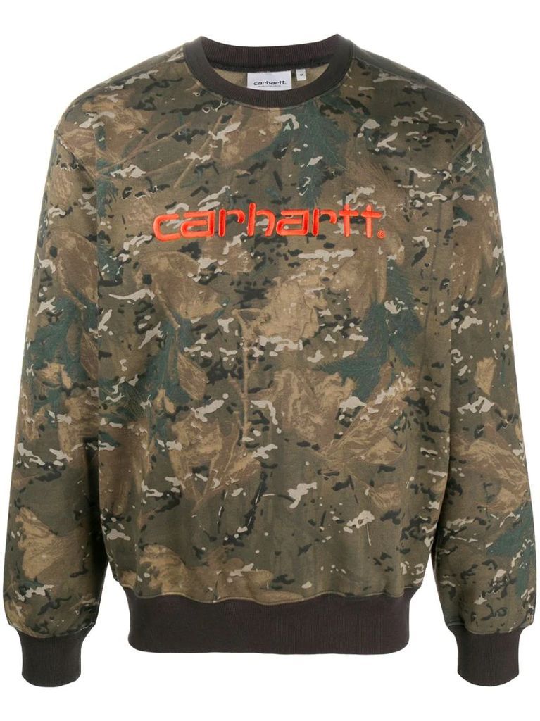 long-sleeved camouflage print jumper