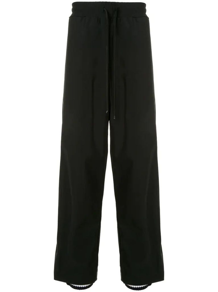 press-stud wide-leg trousers