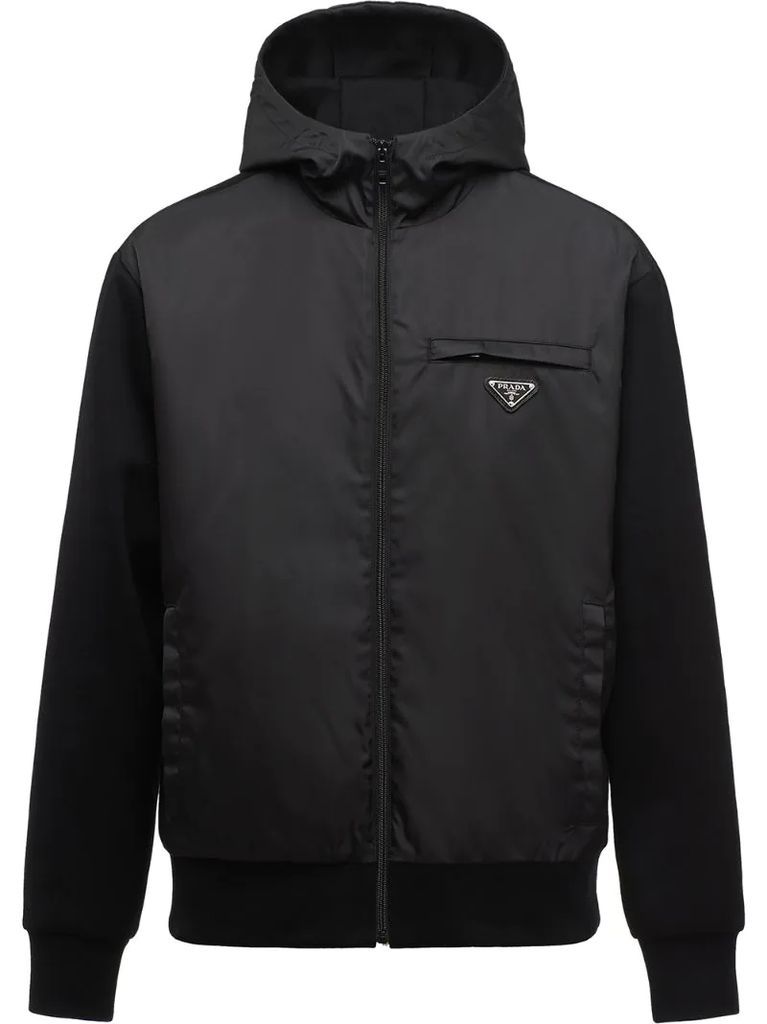 hooded logo-plaque jacket