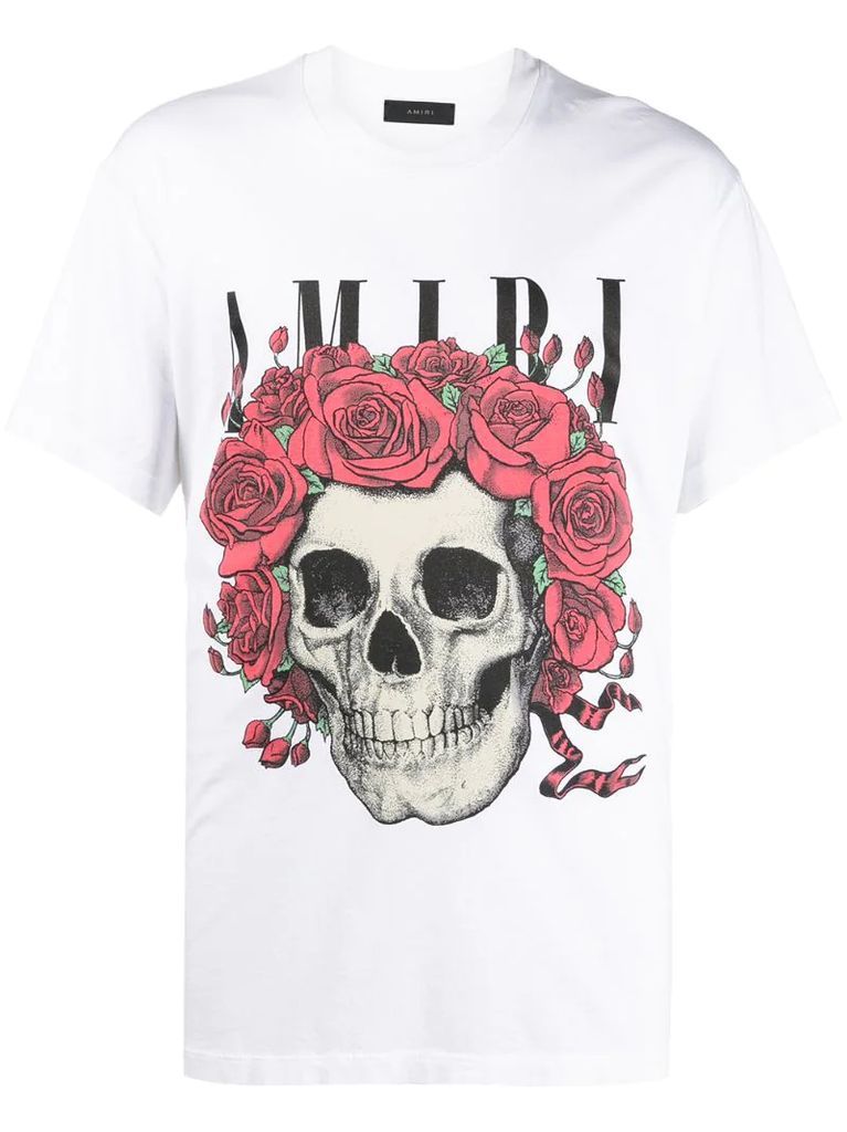 rose skull logo T-shirt