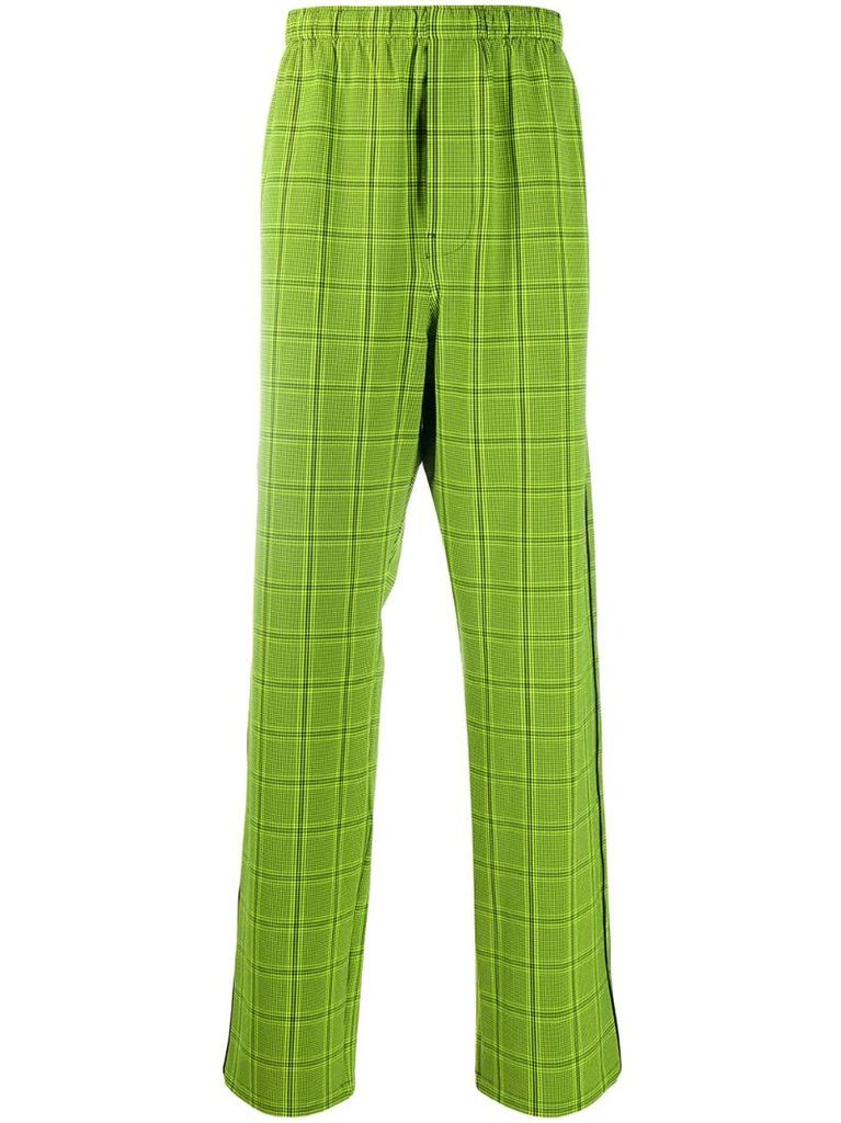 checked loose straight-leg trousers