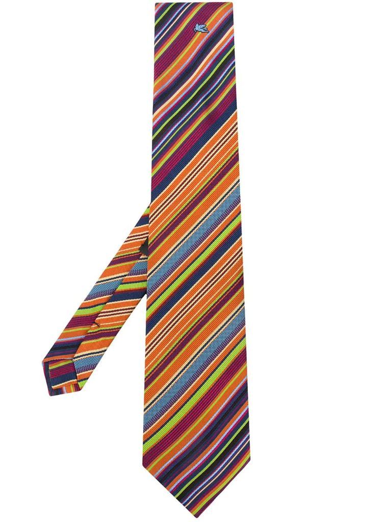 striped print silk tie