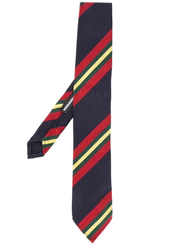 striped colour-block tie