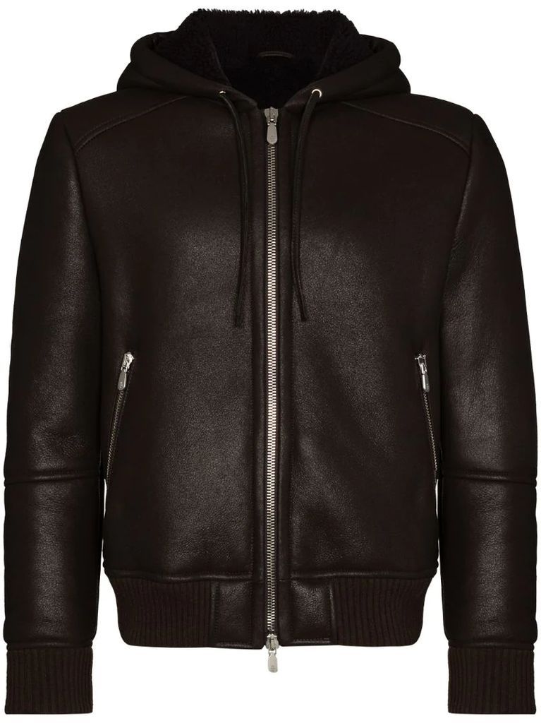 hooded shearling jacket