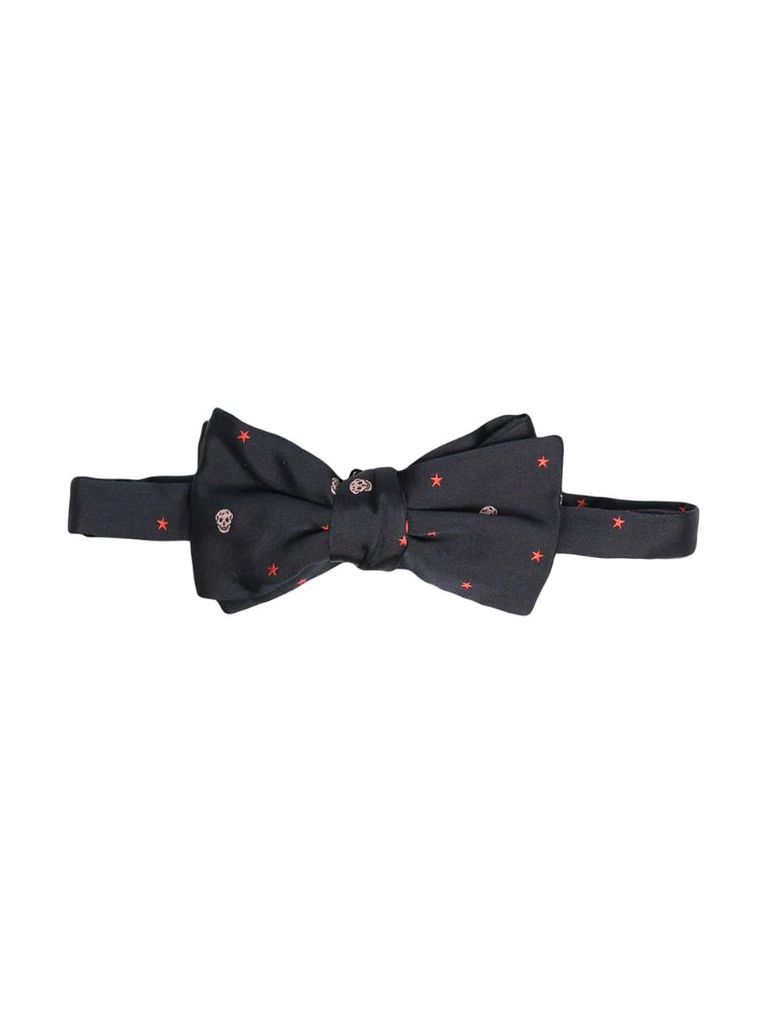 skull-embroidered bow tie
