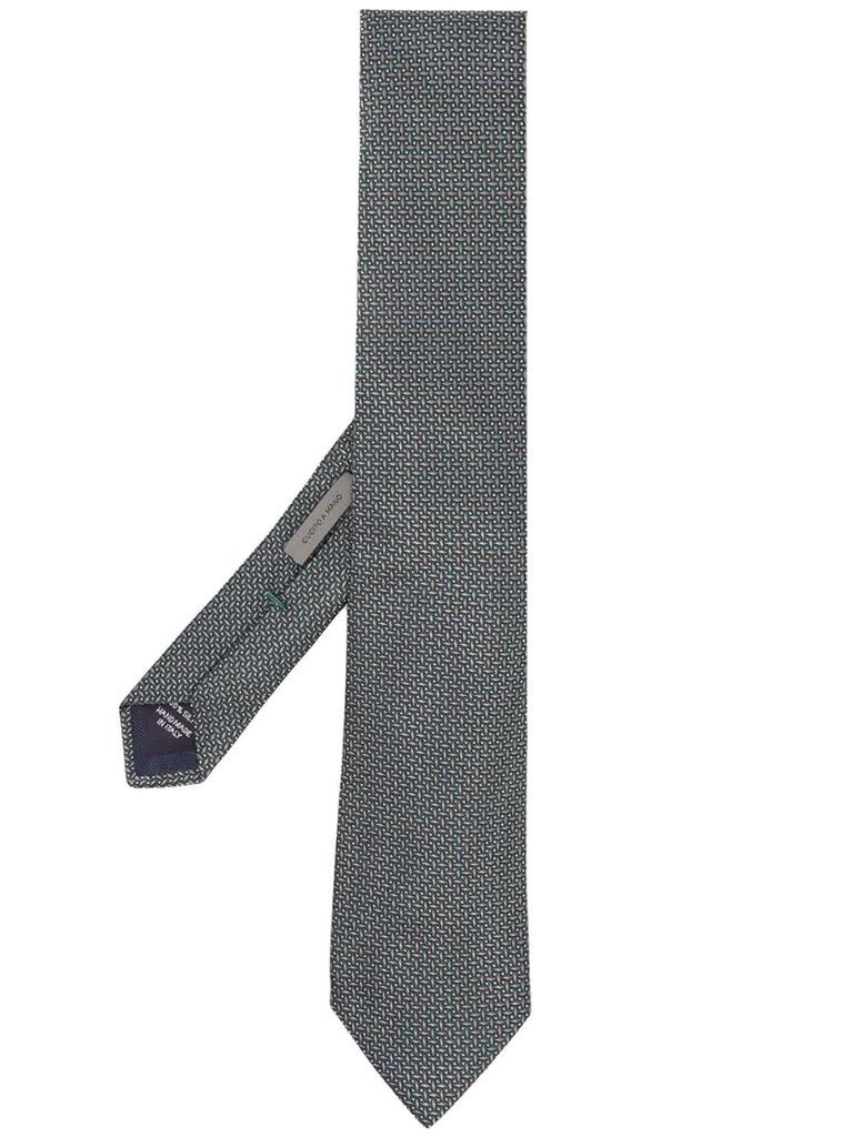 geometric-embroidered silk tie