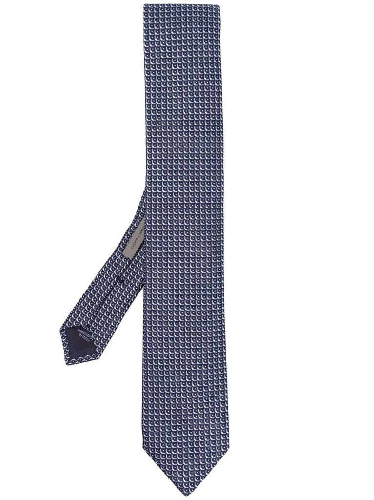 geometric-embroidered silk tie