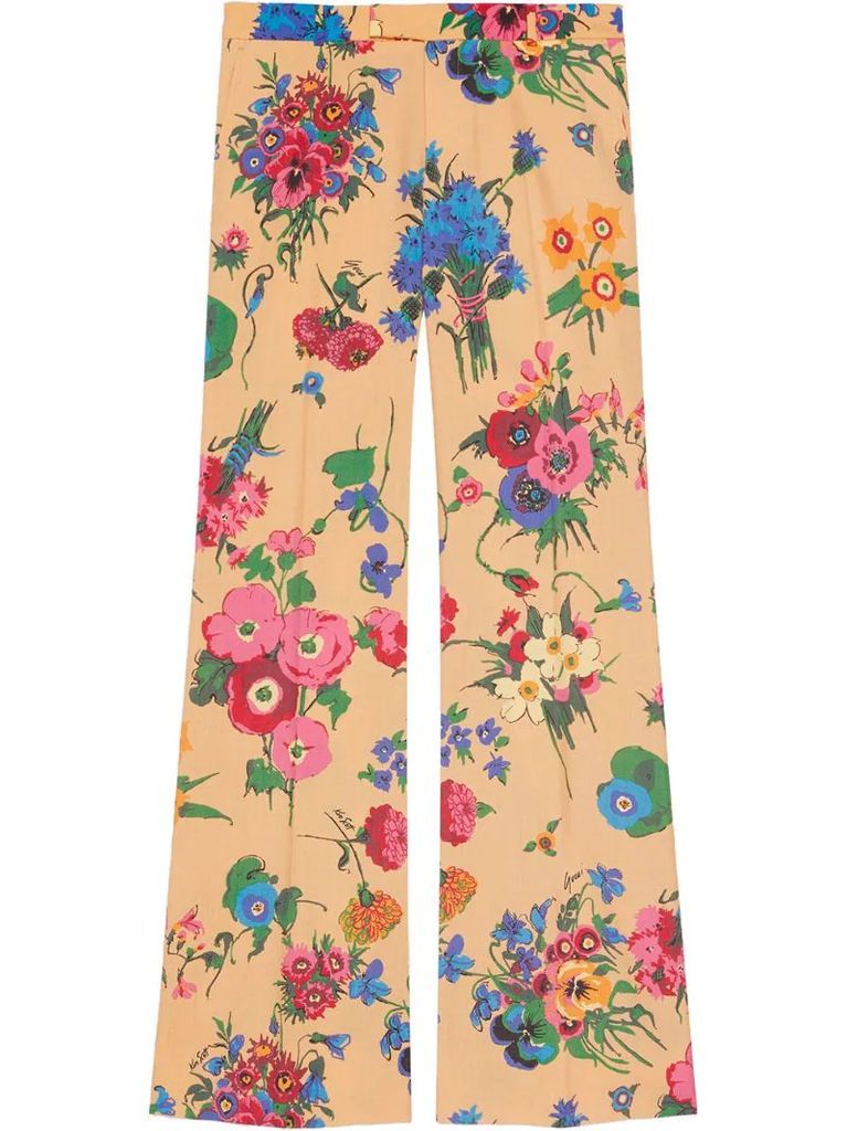 Ken Scott floral-print flared trousers