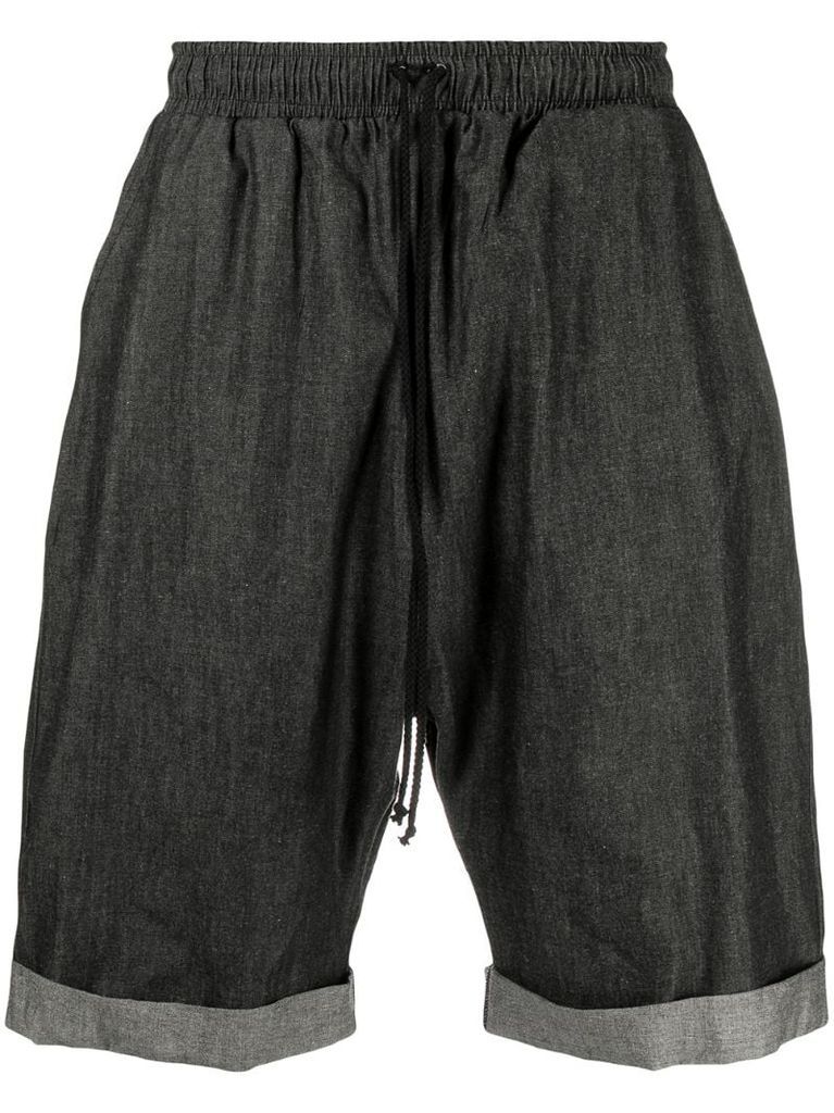 drawstring-waist denim shorts