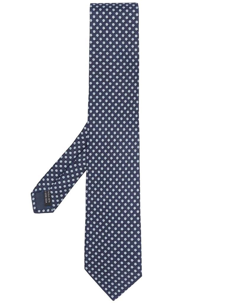 micro-print pointed-tip tie
