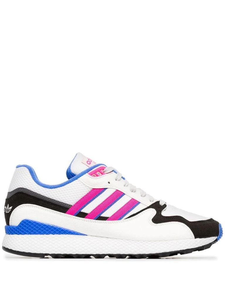 white, pink and blue ultra tech sneakers