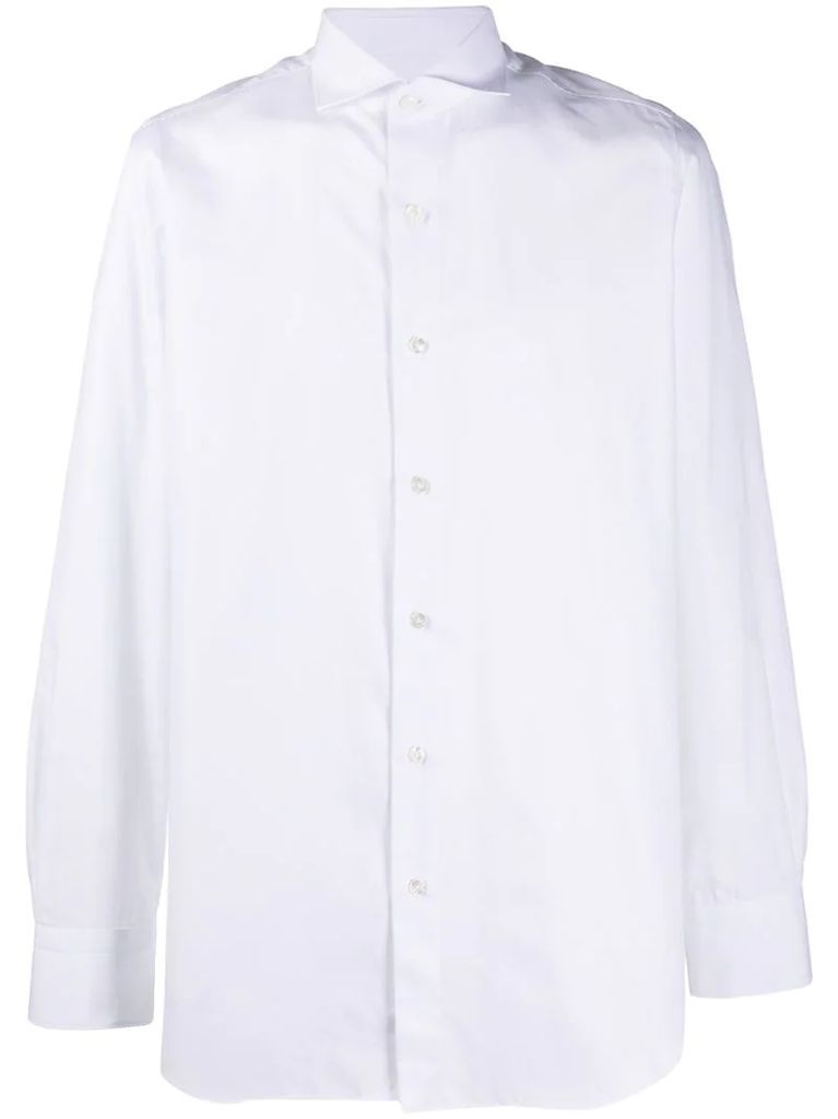 curved-hem long-sleeved shirt