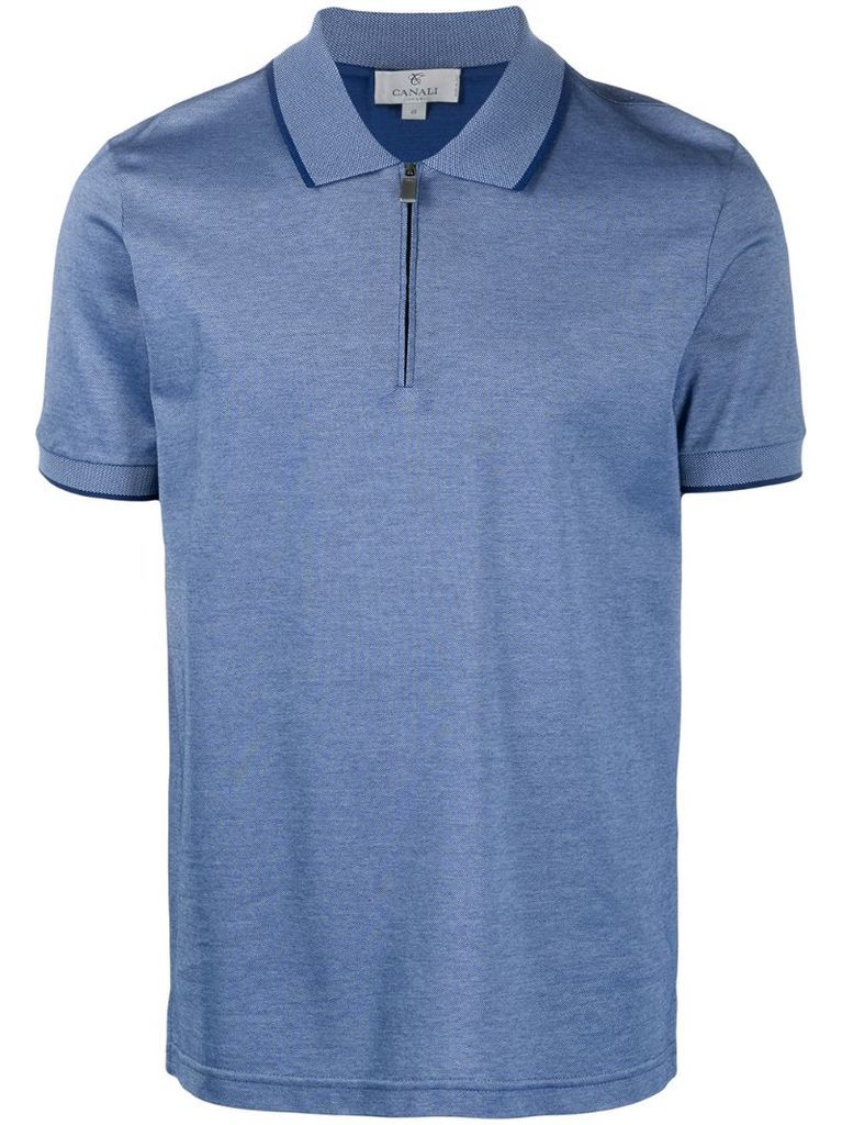 zip-front polo shirt
