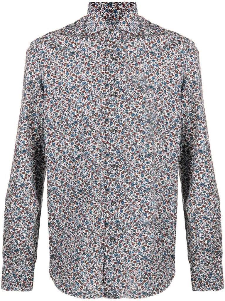 floral-print classic-collar shirt