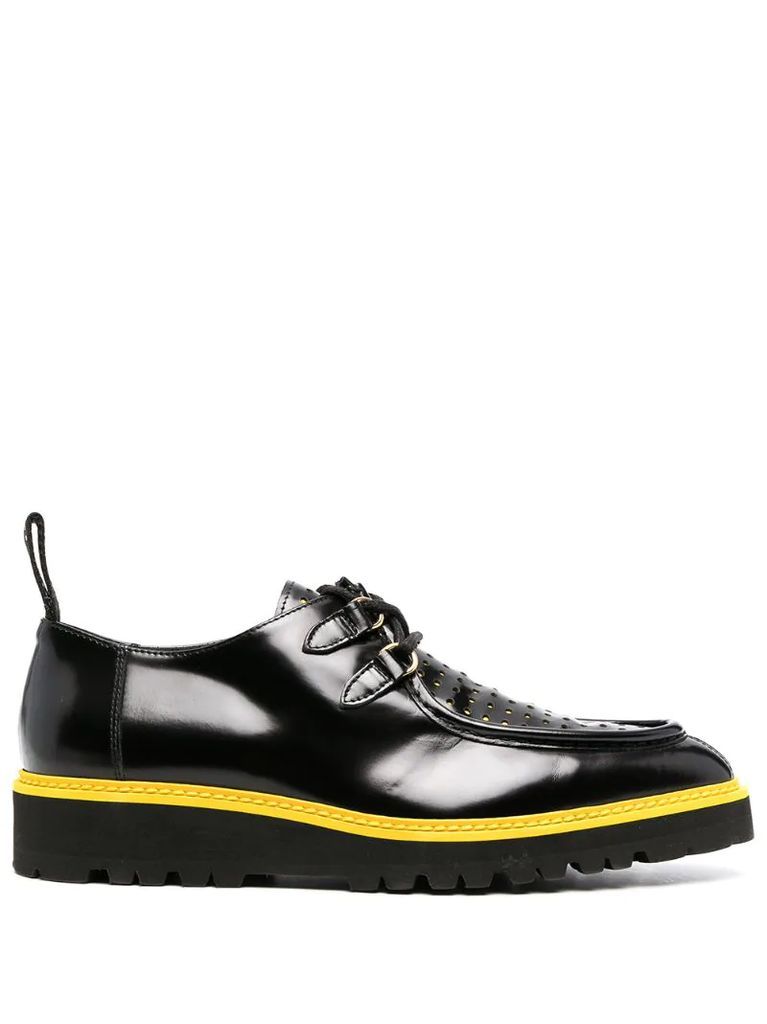 perforated calfskin lace-up shoes