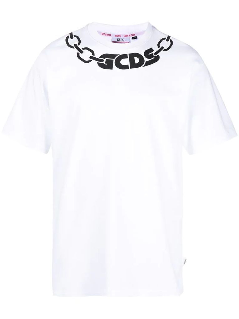 chain logo print cotton T-shirt