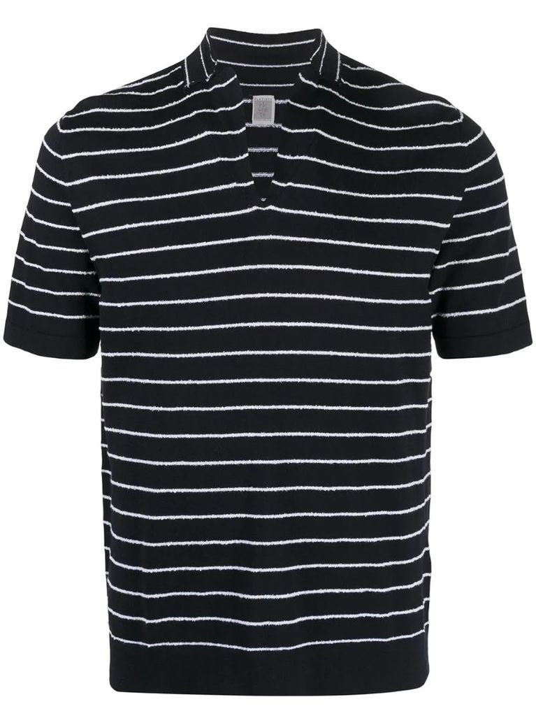 striped v-neck cotton sweater