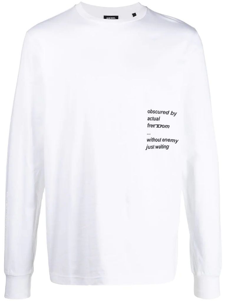 slogan and graphic print long-sleeved t-shirt