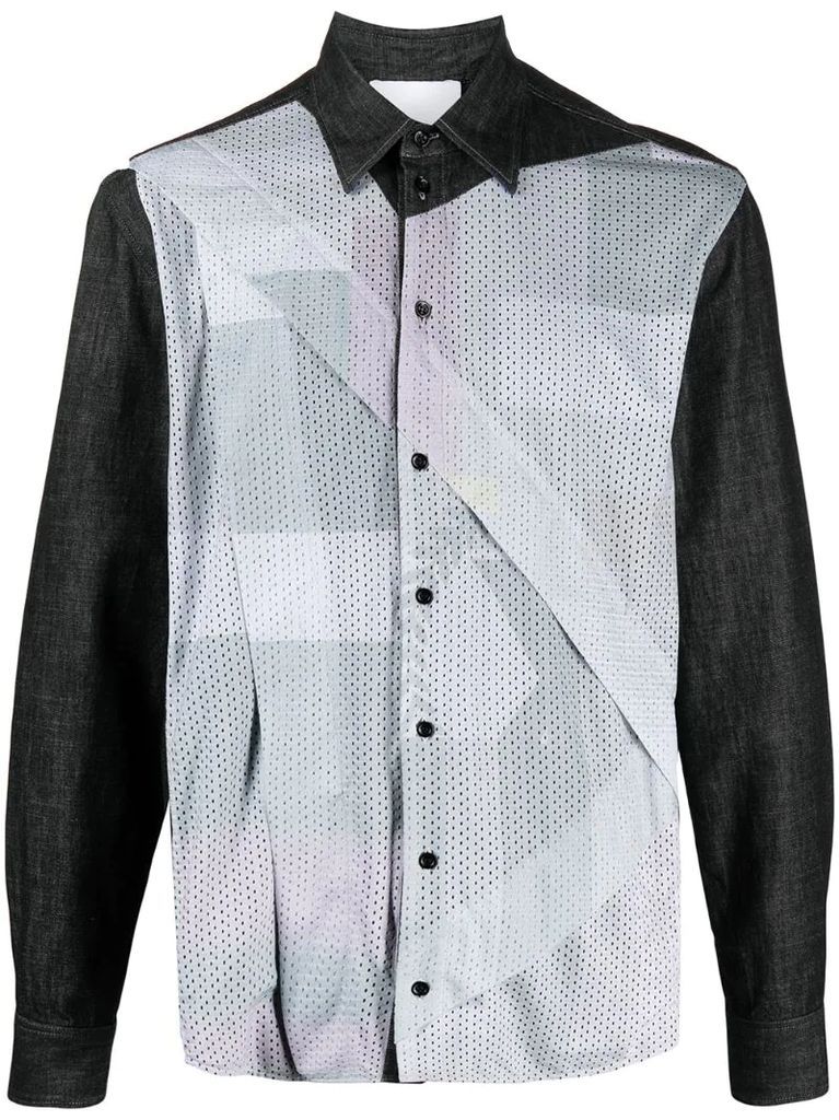 perforated panel cotton shirt