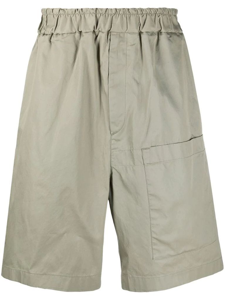 patch-pocket wide-leg track shorts