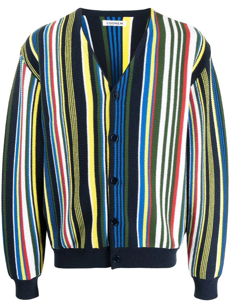 stripe cotton knit cardigan