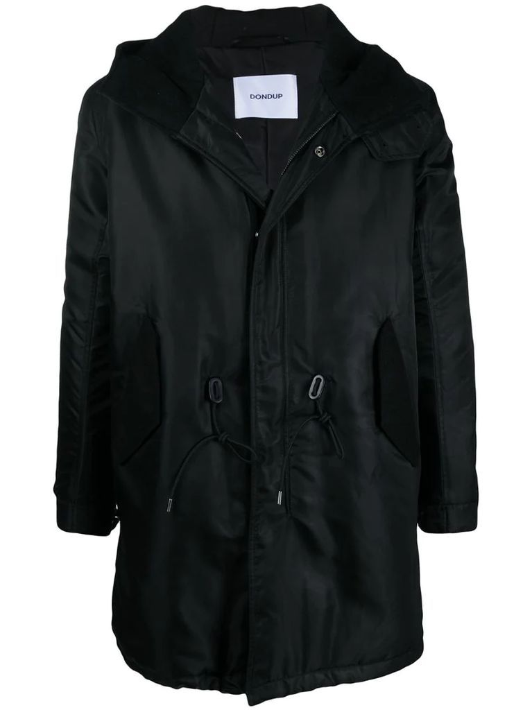 drawstring-waist hooded coat