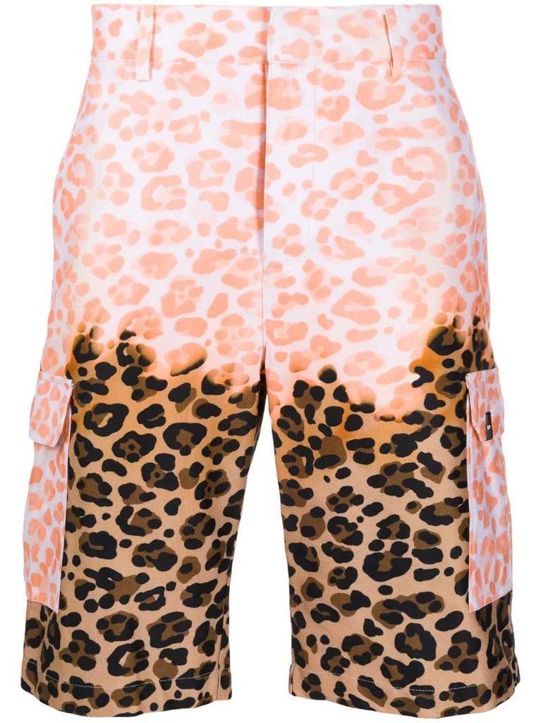 leopard-print cargo shorts