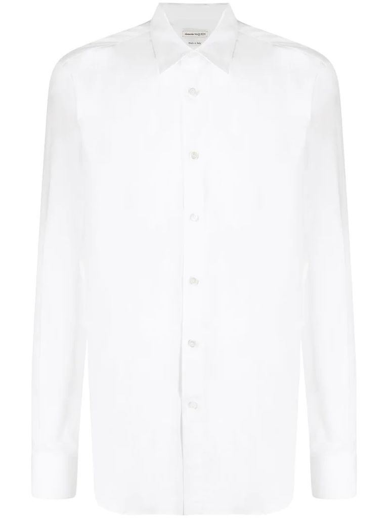spread-collar button-up shirt