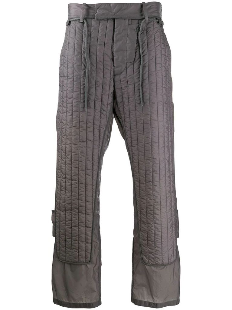 fitted quilted panel trousers