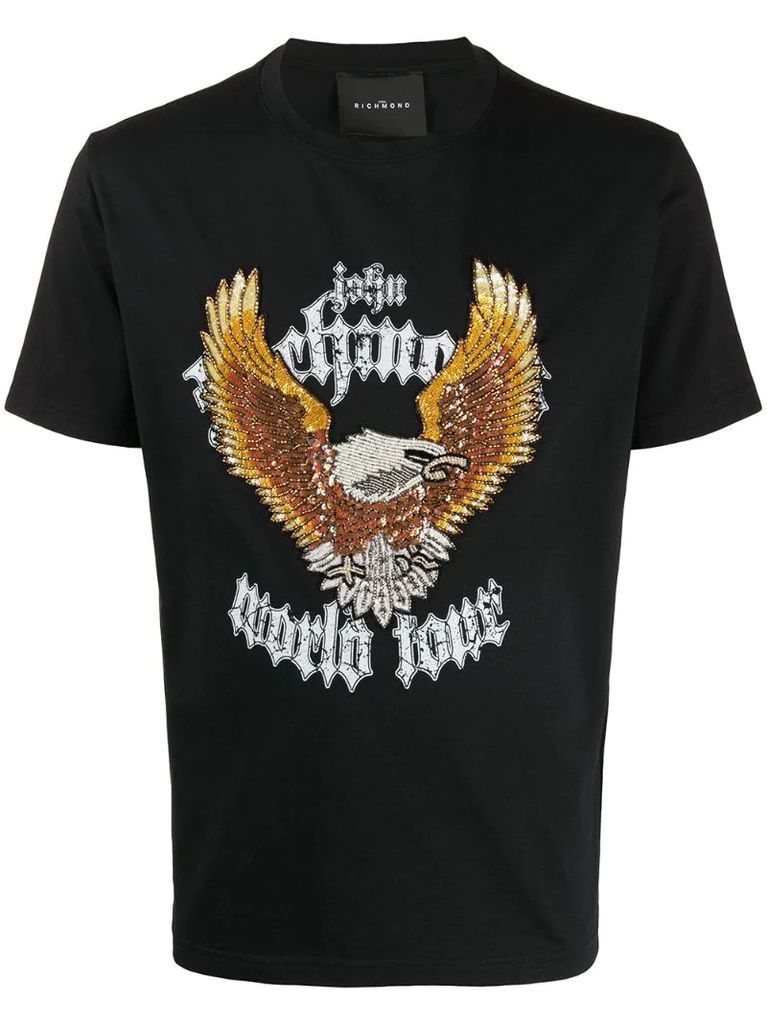 beaded-eagle cotton T-shirt