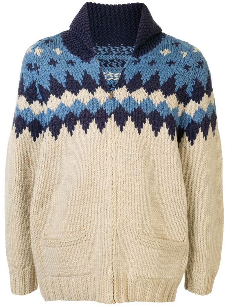 1960s geometric-pattern knitted cardigan
