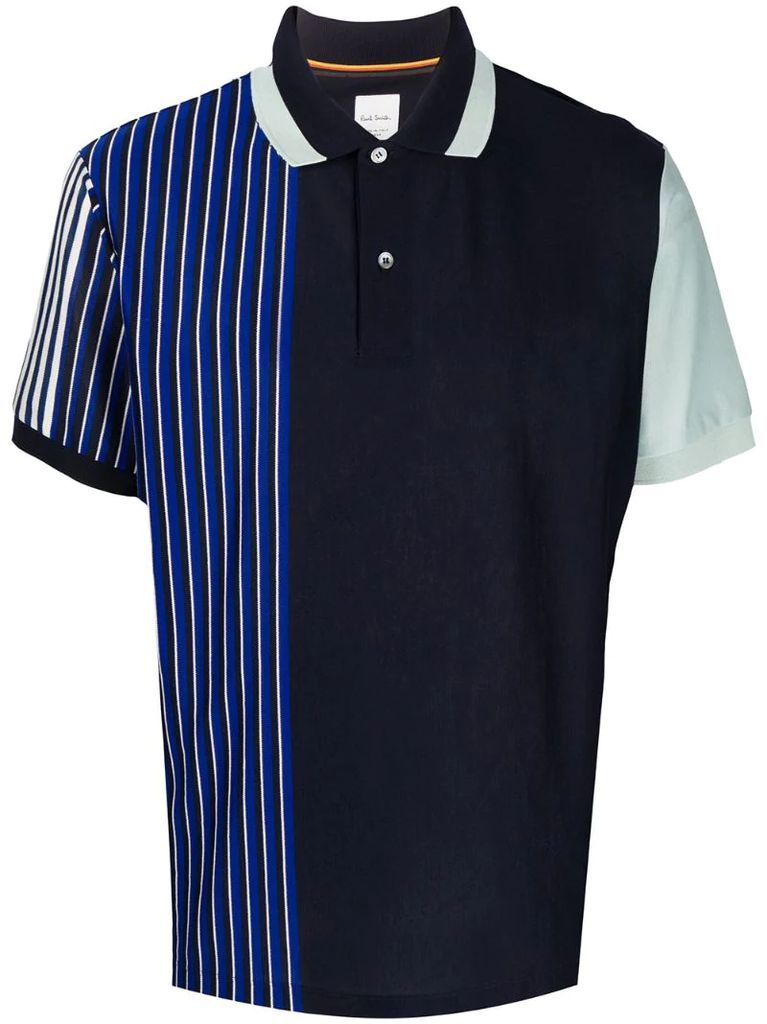 striped colour-block polo shirt