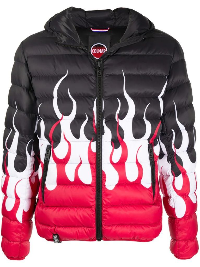 flame print padded jacket