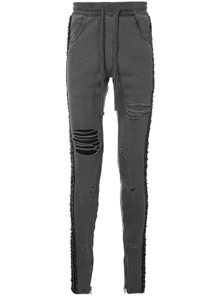 distressed jogging trousers