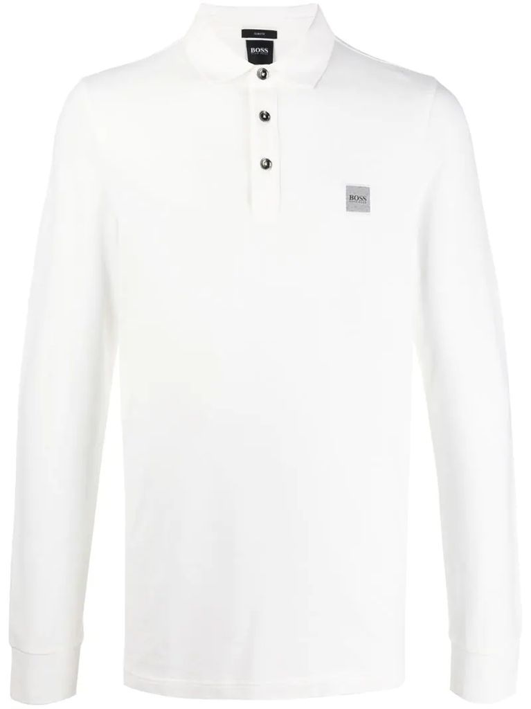 embroidered logo longsleeved polo shirt