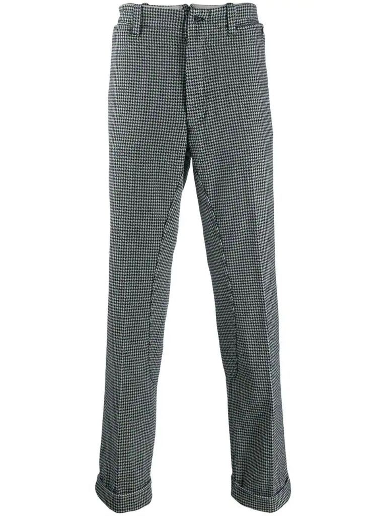 houndstooth drop-crotch trousers