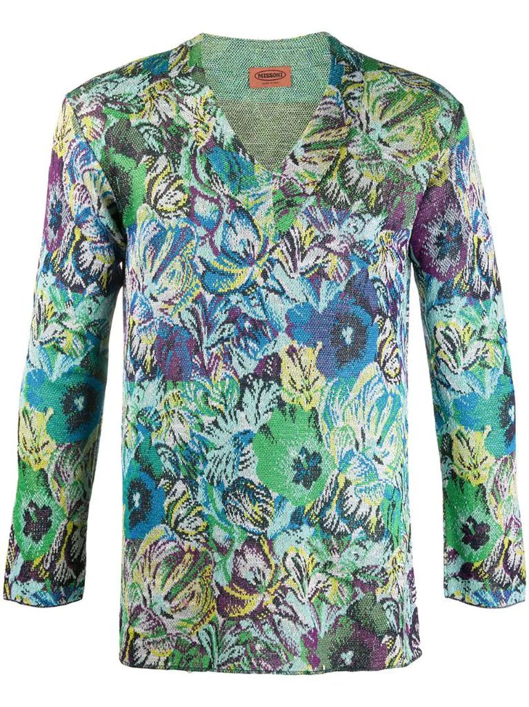 1990s floral long-sleeved T-shirt