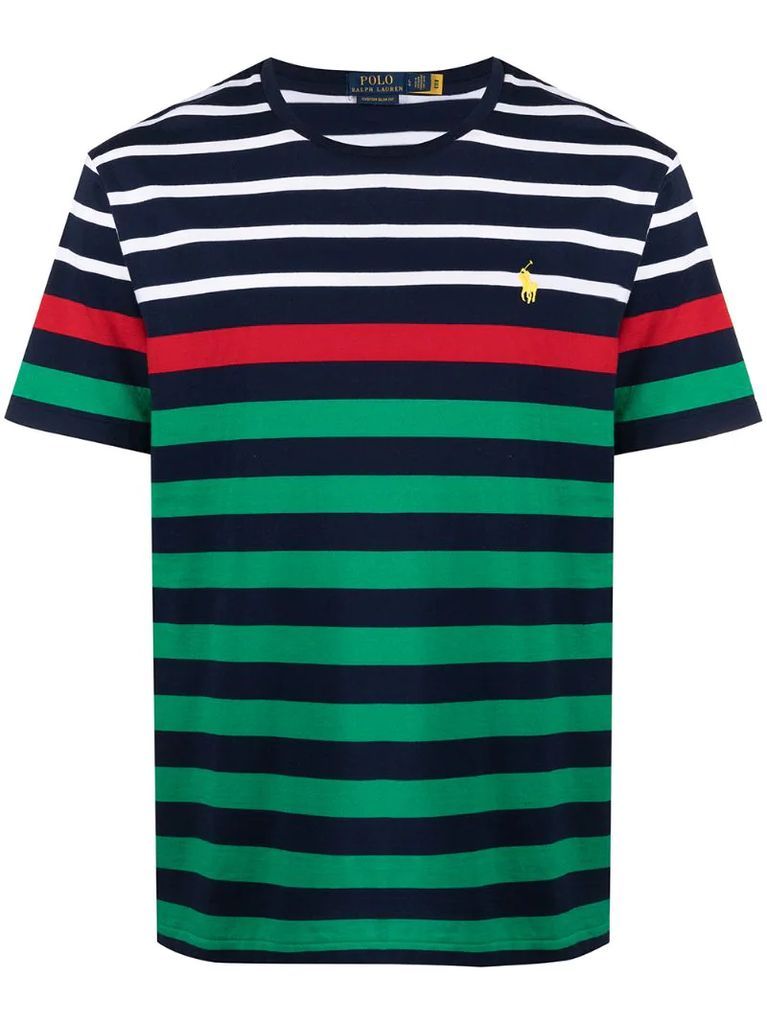 striped polo pony logo T-shirt