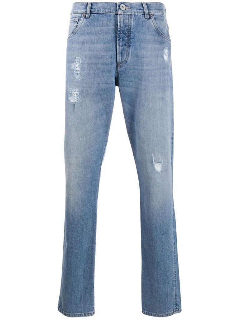 mid-rise straight jeans