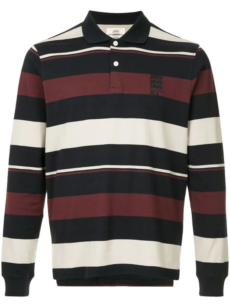 striped logo polo shirt