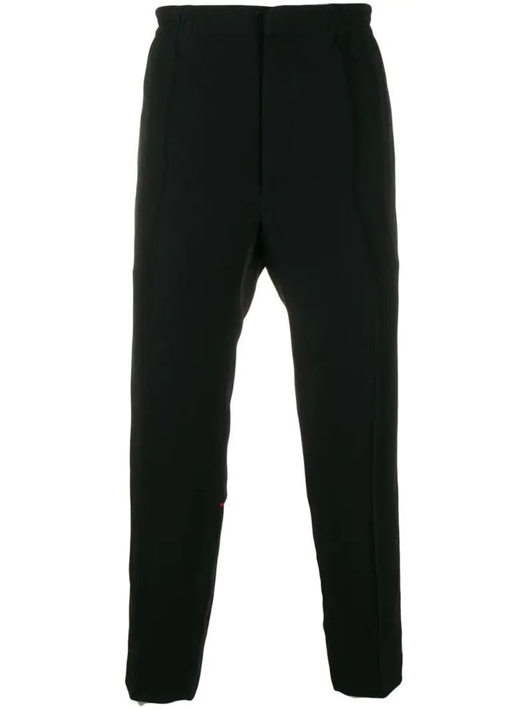contrast piping straight-leg trousers