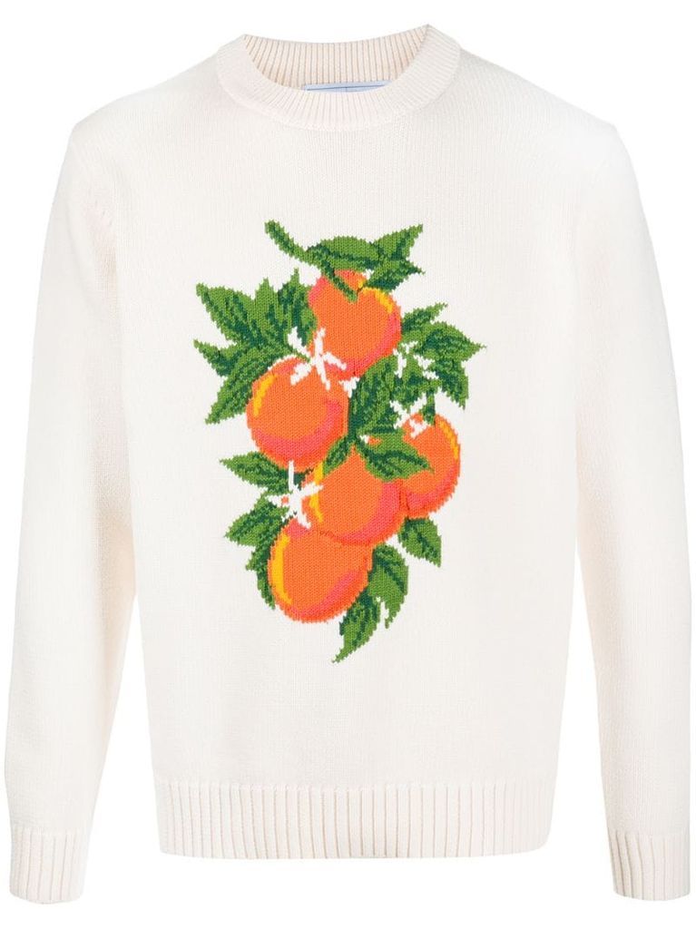 orange intarsia knit jumper