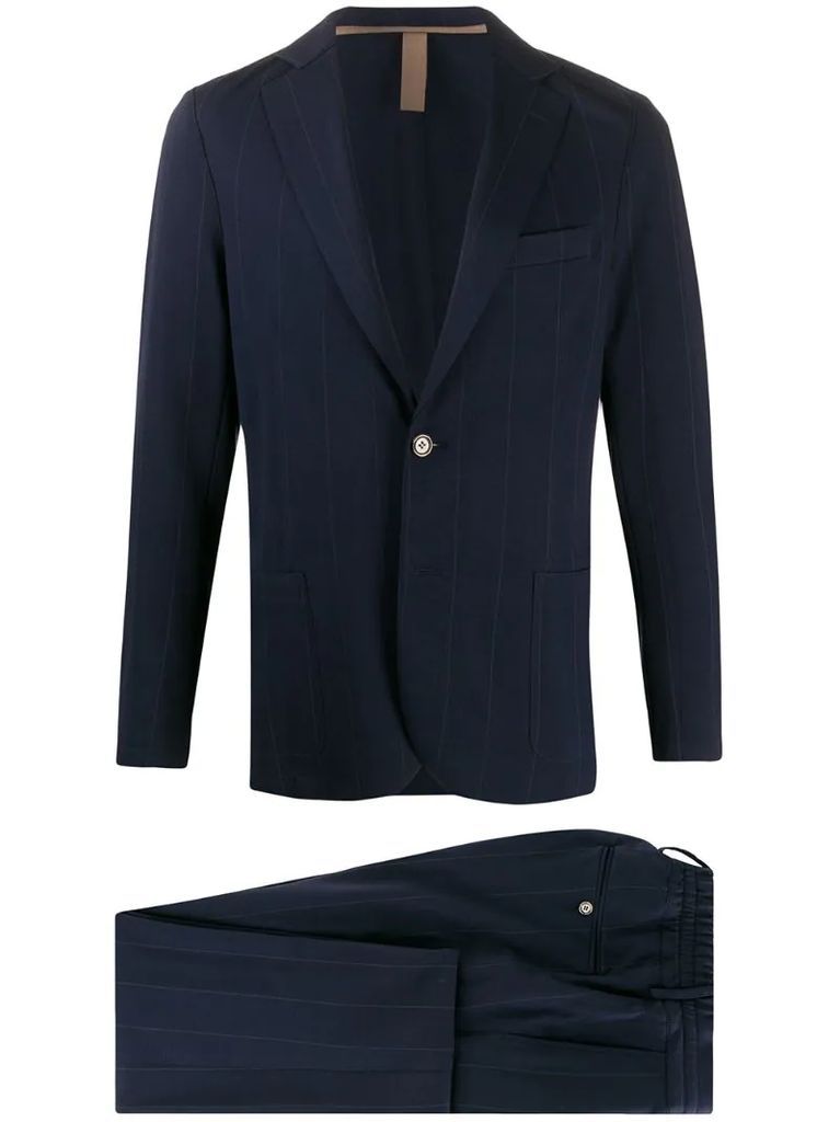pinstripe one-button blazer