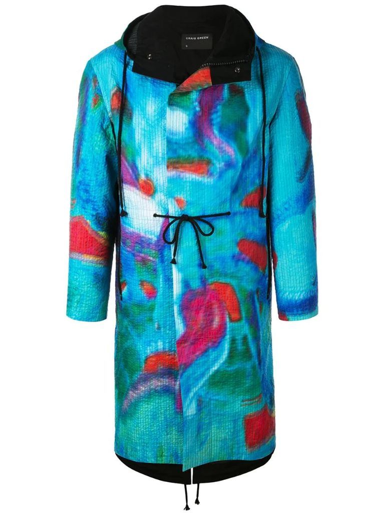multicoloured hooded coat