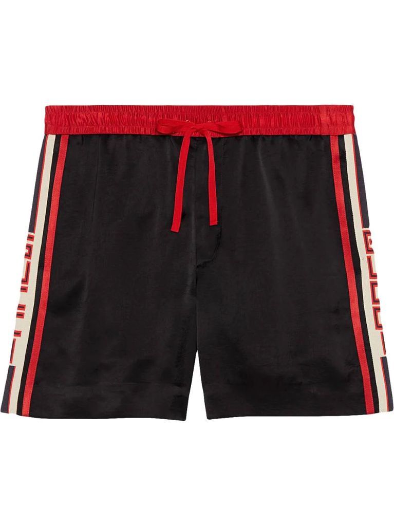 Acetate shorts with Gucci stripe