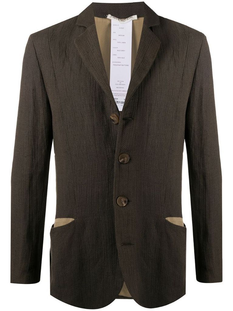 single-breasted linen coat